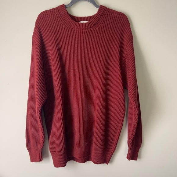 Men’s L. L. Bean Red Cotton Ribbed Pullover Sweater